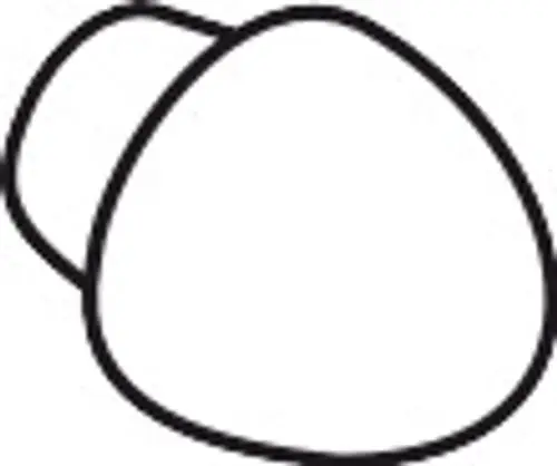 Zugknopf von Hansgrohe in einfacher, ovaler Form mit nahtloser Oberfläche. Der Knopf ist in schwarzer Umrandung gehalten und hat eine schlichte, funktionale Gestaltung.